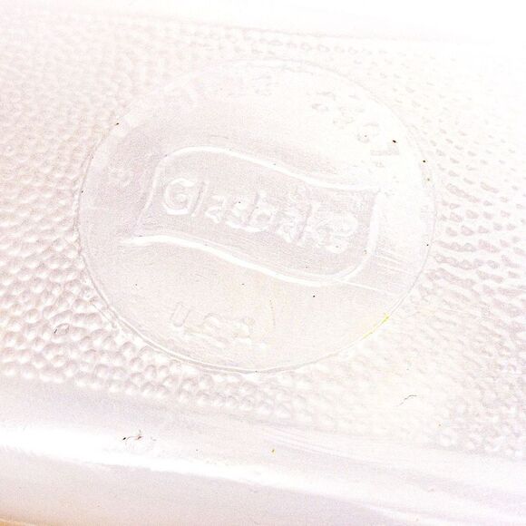 1960’s VTG Glasbake J522 1.5 Quart Milk Glass Loaf Pan Green Herb Pattern - Picture 8 of 9